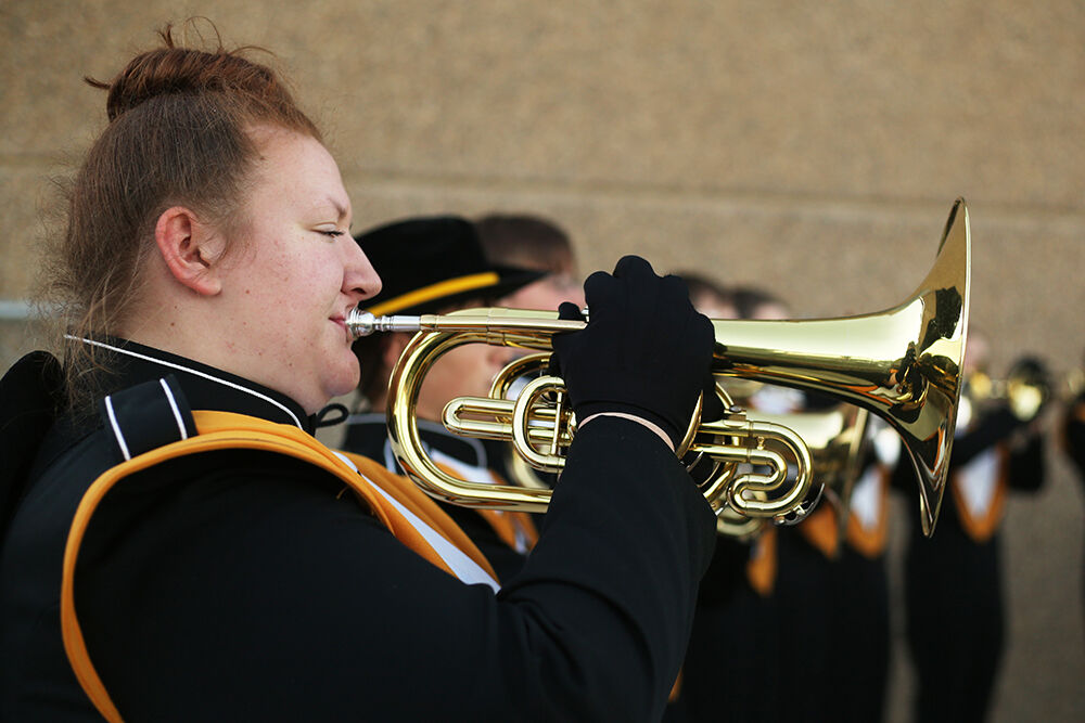 Madison Billings plays along to scale exercises as the band warms up
